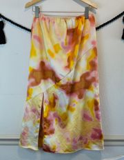 Tie Dye Mid Length Silk Skirt