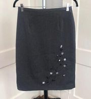 Worthington size 8 grey embroidered flower skirt