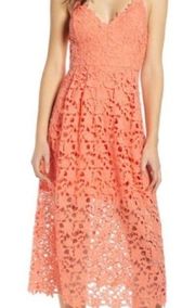 ASTR the Label • Midi Dress • Lace • Coral • Medium