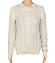 VIVIENNE TAM ivory Fisherman style, knit sweater w/squared off hem. Small. EUC