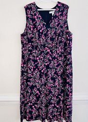 WISP Woman Black & Pink Floral Comfy Stretchy Sleeveless Dress ~ Plus Size 22W