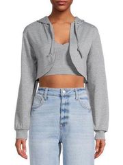 Almost Famous Women's Junior' Bralette & Bolero Hoodie, 2-Piece Set