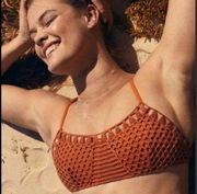 Aerie  Tan Crochet Bikini Top Size Small