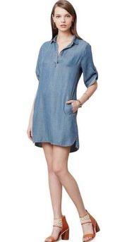 Cloth & Stone Acata Chambray Tunic Dress Size Large Blue Western