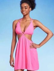 Women's Cut Out Swim Cover Up Mini Dress - Wild Fable Pink XL New