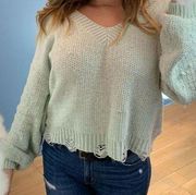 Miracle Distressed Cropped Pull Over Sweater