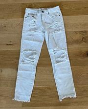 One x One Teaspoon Destroyed Boyfriend Jeans in White