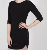 Betabrand 30 Day Mini Dress Black Stretchy Jersey Knit Boatneck Womens Medium