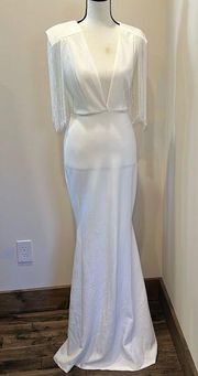 BRIDE white fringe maxi. Size Small