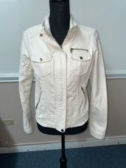 Light Cream Bomber Jacket with Zippers