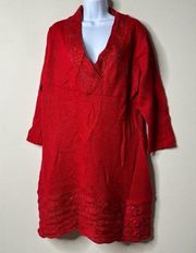 Allison Brittney Red Acrylic Sweater 3X