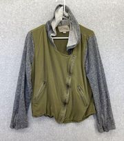 Ethereal Paper Crane Women's Jacket Shacket Hoodie Green Size Large Full Zip