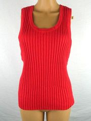 For Love & Lemons Knitz Red Scoop Neck Ribbed Knit Tank Top Muscle Tee Medium