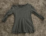 The Limited Peplum long sleeve cotton tee gray small