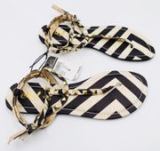 Rue 21 NWT  Strappy Gold Studs & Stripes Flat Sandals Size 7