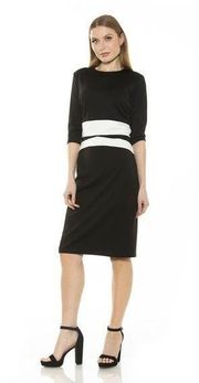 Alexia Admor Alicia Sheath Dress Black & White Knee Length Flattering Size XS