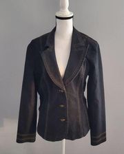 Bisou Bisou Denim Jean Jacket Dark Blue L