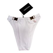 NWT PrettyLittleThing White Buckle High Waisted Bikini Bottoms