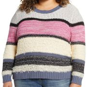 Caslon Crewneck Marl Stripe Colorblock Textured Sweater 3X