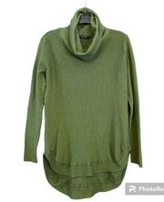 Green Long Sleeve Ribbed Turtleneck Tunic Top Size Medium