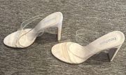 Boohoo Clear Strap Suede Heels size 8