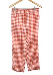 LOFT Ann Taylor Plaid Gingham High Waisted Petite Straight Leg Linen Check Pants