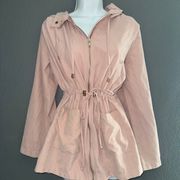 Chocolate Pink Anorak Rain Jacket Wind Breaker Coat Womens Jacket Medium - Large