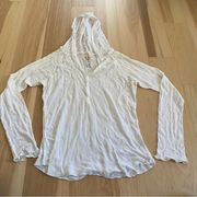 Thin Thermal beach loose hoodie Sz S white top