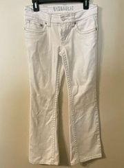 Womens Hydraulic White Denim Jeans Silver Accents Boot Cut Juniors Size 9 10