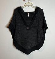 Free People charcoal hooded poncho sweater