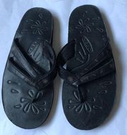 KEEN Florence II Leather Floral Thong Sandals Flip Flops