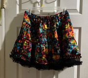 Rainbow Splatter Satin Mini Skirt Size Large