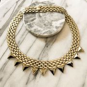 Express Chain Collar Necklace - Gold Toned Metal, Triangle Edgy Rocker Punk