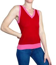 Red & Pink Sweater Preppy Cashmere Vest