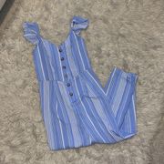 Light blue and white striped jumpsuit