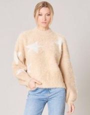 Sugarlips Heavy Fuzzy Crew Neck Sweater With Stars