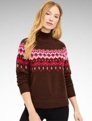 NEW Lou & Grey Fair Isle Turtleneck Sweater XS Brown