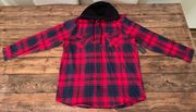 Hooded Long Sleeve Flannel - Size XL