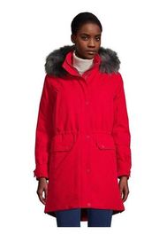 Lands’ End Women's Expedition Red Waterproof Winter Down Parka Coat Size L New