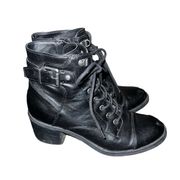 G by Guess Black Lace Up Combat Ankle Boots Size US 9 with Side Zipper