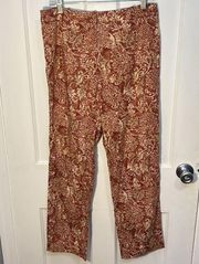 Cropped Trouser Leaf Patterned Pants Made In Peru Cotton 10