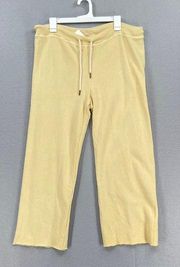 The Great Pants Womens Large Light Yellow Wide Leg Cropped Drawstring Waist