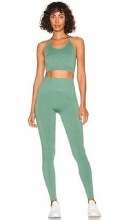 Spiritual Gangster Icon T-Back Sports Bra and Seamless Leggings Set Sage Green