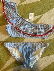 J Crew New preppy searsucker bikini