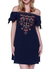 Skylar + Jade  Indigo Embroidered Boho Mini Dress M