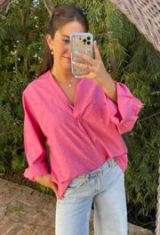 Misslook Light Pink Cotton & Linen Tunic Top