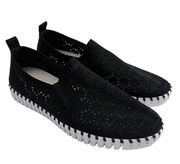 Ilse Jacobsen Tulip 140 Black Daisy Perforated Sneakers Size 47 US 14