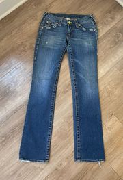 Billie Straight Leg Jeans Pocket Flap Medium Wash Womens Sz 28