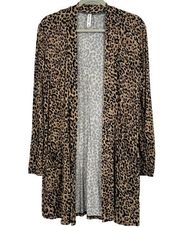 Zenana Outfitters Leopard Print Cardigan Cover Up Long Line Open Front Size M