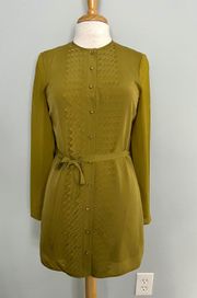 Mustard Green Longsleeve Ruffle Mini Dress